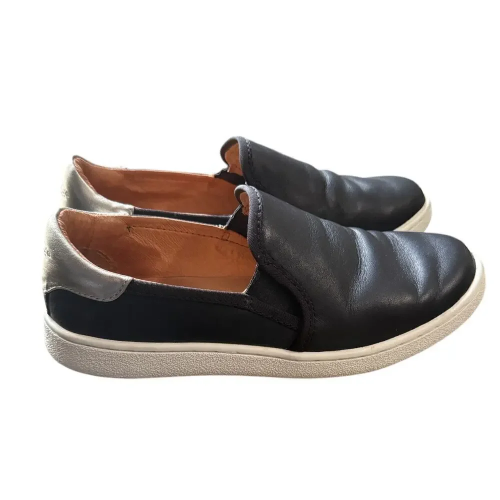 UGG Black Leather Slip-On Sneakers Size 6.5